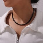 color: P1634-Fine Style Black Necklace -40+5cm