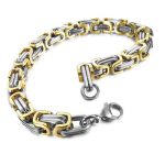 color: 8mm Stainless Steel Two-tone Gold / size: 18cm Bracelet