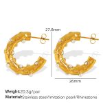 color: EH717 White Bead Mixed Stone Gold Earrings