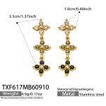 color: TXF617-Black Zircon Gold Earrings