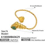 color: A1000-Blue Zircon Screw Conch Open Ring -I