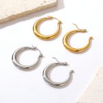 All-Match Stainless Steel 18K round Earrings Advanced Women's Geometric Earrings