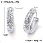 color: F1695-Steel Color White Zircon Earrings -Medium