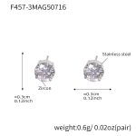 color: F457-Steel Color Zircon Stud Earrings -3mm