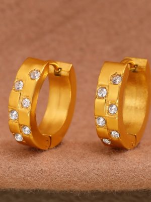 Exquisite C- Type Zircon Earrings Stainless Steel PVD Electroplated 18K Real Gold Temperament Entry Lux Earrings