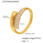 color: A727-Gold 5A Zircon Ring Size 7