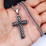 color: Striped Cross + Steel Chain