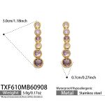 color: TXF610-Purple Zircon Gold Earrings
