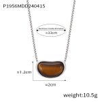 color: P1956-Steel Color Tiger Eye Necklace
