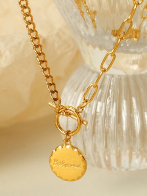 Personalized OT Buckle Series Electroplated Stainless Steel Necklace Women's Light Luxury All-Match Plated 18K Clavicle Chain