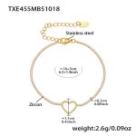 color: TXE455-Gold White Zircon Bracelet 16+5cm