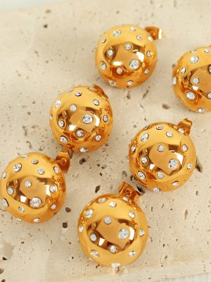 Exaggerated Personalized Stainless Steel Earrings Rhinestone Hemispherical Nail Advanced Geometry Ear Rings