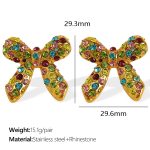 color: EH792 Multicolor Rhinestone Gold Earrings