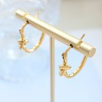 Country Hong Kong Style Sex Ear Studs Slim Hoop Earrings Stainless Steel 18K Gold Plating Knotted Ring Female