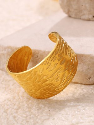 Cold Stainless Steel Ring Female Open Ring Personality Simple 18K Gold Plating