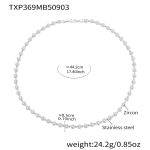 color: TXP369-Steel Color Round Zircon Necklace 44cm