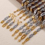 New Stainless Steel 18K Gold Plated Earrings Bracelet and Necklace Set Hip Hop Women