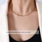 color: P1124-Gold Square Wire Double-clasp Chain -40+5cm