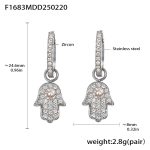 color: F1683-Steel Color Zircon Earrings