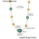 color: TXP515-Blue Color Resin Gold Necklace 47.5+5cm