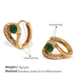 color: EH1152GNG Green Zircon Small Hoop Earrings