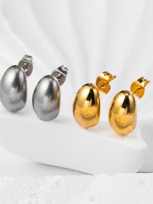 Simple Stainless Steel Small Water Drop Earrings Ins18k Gold Beans Advanced Earrings for Women Light Luxury