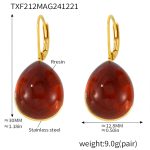 color: TXF212-Deep Red Resin Earrings