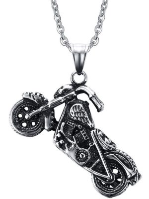 New Motorcycle Bike Geometric Cross Chain Necklace Retro Pendant Ornaments