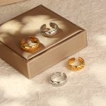 INS 18K Gold Plated Non-Fading Wheat Stainless Steel Open Ring Women's Jewelry