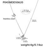 color: P045-Steel Color Butterfly Necklace 42+5cm