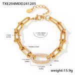 color: TXE204-Gold Horseshoe Clasp Zircon Bracelet