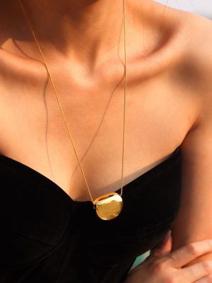 Simple round Pendant Necklace Stainless Steel 18K Real Gold Light Luxury Commuter Necklace All-Matching Accessories