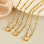 Sweet Necklace Simple and Natural Zircon Design Advanced Atmosphere Diamond Inlaid Clavicle Chain