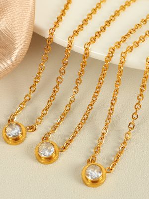 Sweet Necklace Simple and Natural Zircon Design Advanced Atmosphere Diamond Inlaid Clavicle Chain