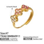 color: TXA618-Pink Zircon Gold Ring -Size 7