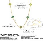 color: TXP025-Green Color Zircon Gold Necklace -42+6cm