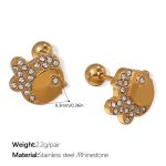 color: EH982WEG White Rhinestone Gold Stud Earrings