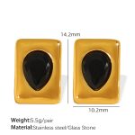 color: EH788 Black Stone Gold Earrings