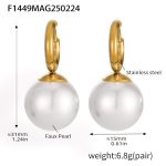 color: F1449-Gold Shell Pearl Earrings