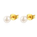 color: MS-388 Pearl Stud Earrings Gold