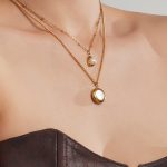 Simple round White Shell Imitation Pearl Love Pendant 18K Gold Plated Stainless Steel Women's Necklace Ornament