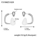 color: F319-Steel Color White Enamel Earrings