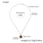 color: P1487-Steel Color Tiger Eye Necklace -50cm