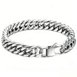 color: 10mm Wide Steel Color Square Buckle / size: 18cm Stainless Steel Bracelet