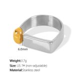 color: JZ42 US Size 7# Adjustable Silver-Gold Ring