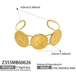color: Z355-Lady Portrait Gold Bangle