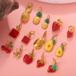 New Cartoon Drip Oil Fruit DIY Pineapple Pendant Stainless Steel 18K Gold Plating Dopamine Accessories