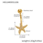 color: H011-Gold Post Length 11.4mm Post Thickness 1.55mm