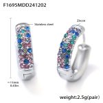 color: F1695-Steel Color Mixed Colors Zircon Earrings -Small