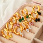 Simple Design Earrings Female Bow Inlaid Zirconium New Trendy Sweet Ear Clip Earrings